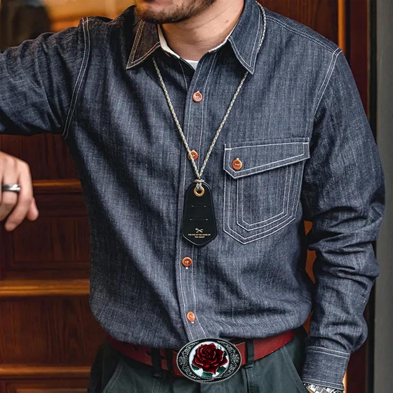 Seternaly Vintage Floral Rose Engraved Belt Buckle Western Cowboy Belt Buckles Fits 1.5 inch Belt for Men Women - Image 5